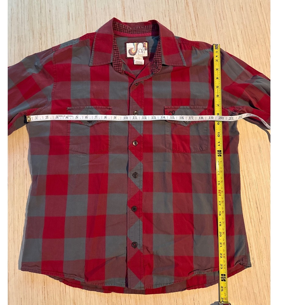 Ocean Pacific Mens Red Grey Buffalo Plaid Long Sleeve Button Down Shirt Large 28 - Picture 6 of 6